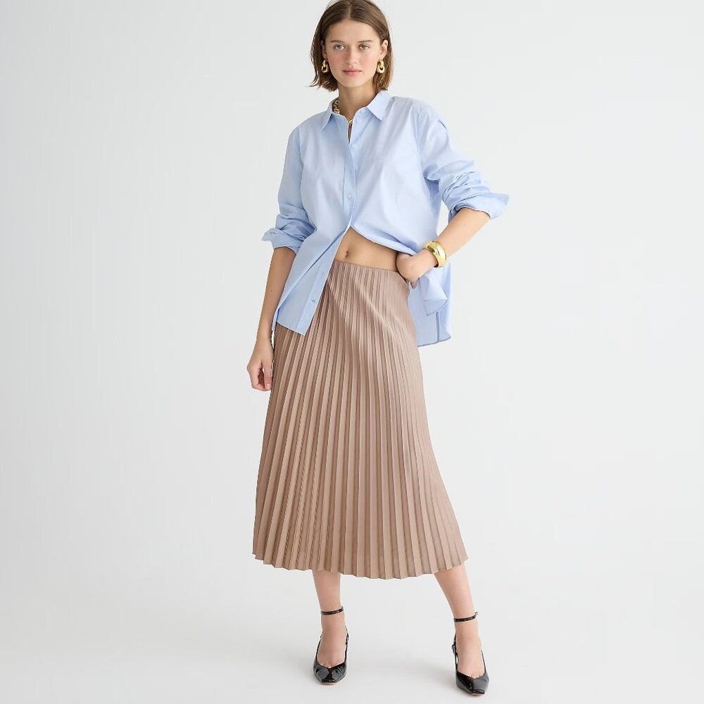 J-Crew Gwyneth Pleated Midi Slip Skirt in Warm Boulder Size S NWT